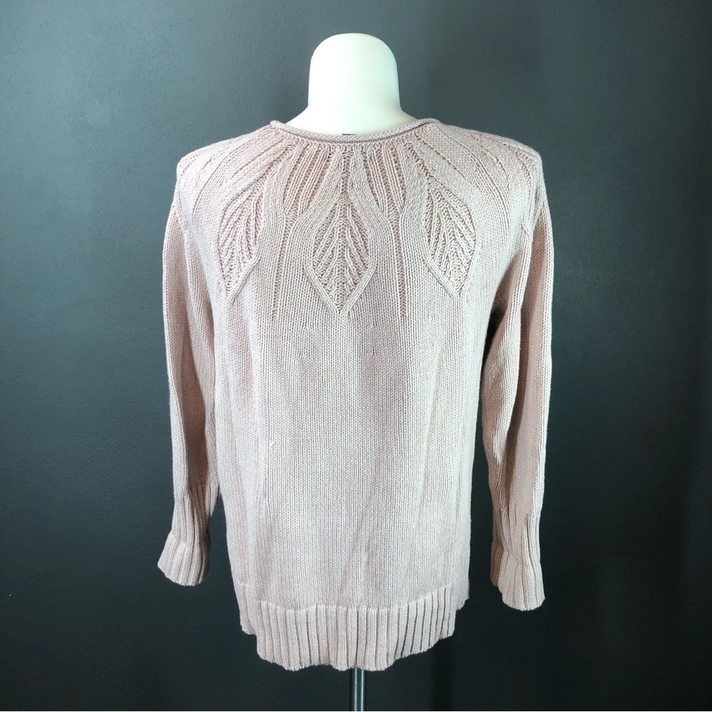 Chaps Pink Gold Leaf Stitch Boatneck Sweater - Picture 9 of 10